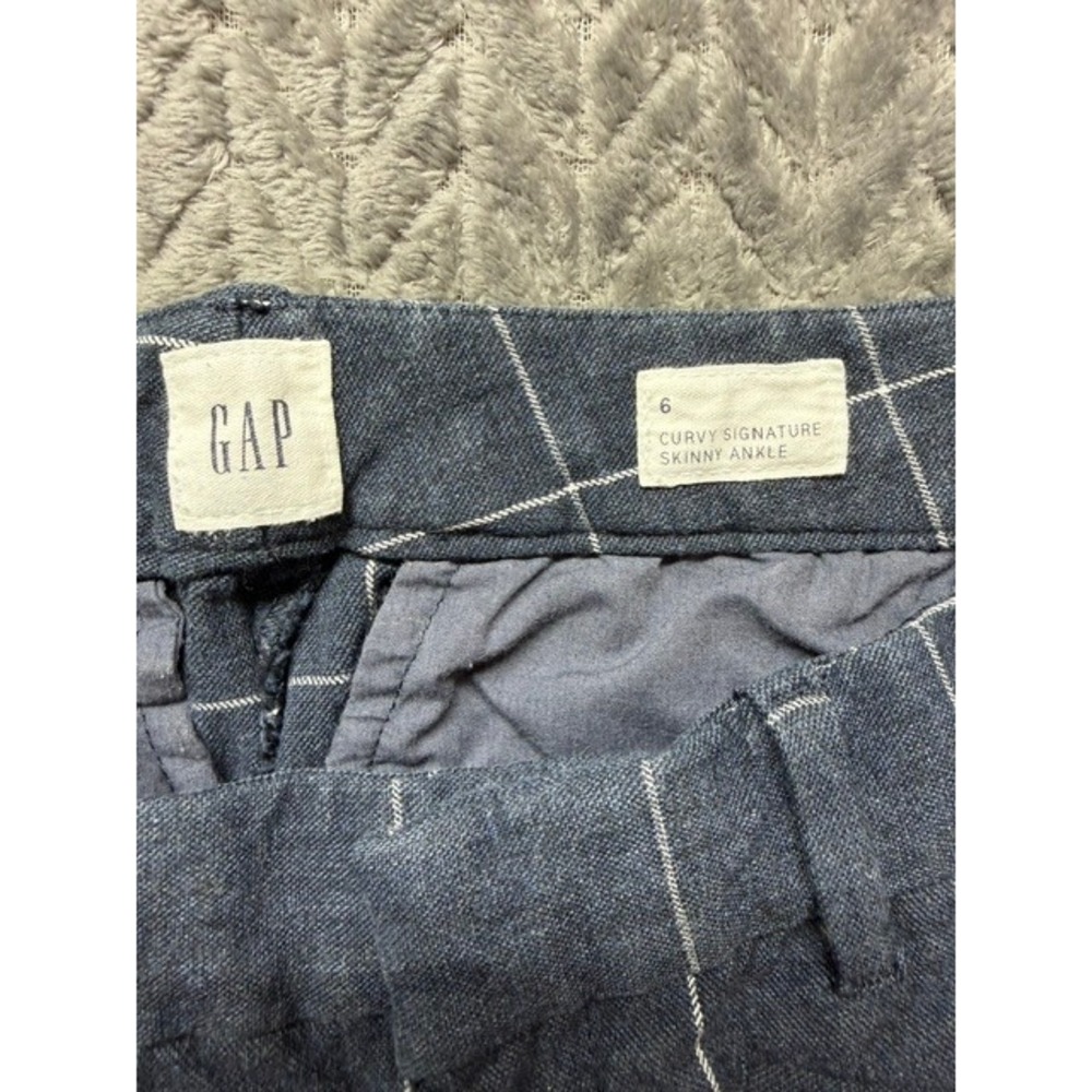 Gap Curvy Signature Skinny Ankle Pants Blue White Windowpane Plaid Size 6 0398 - Picture 3 of 3